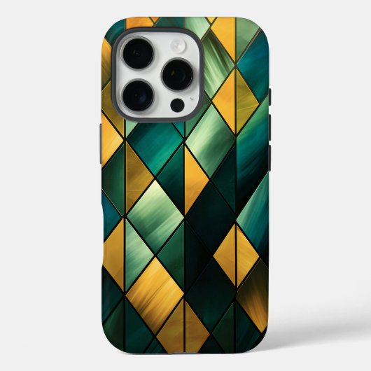 Coques Case-Mate iPhone Vert Abstrait doré géométrique (Verso)