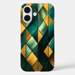 Coques iPhone 16 Vert Abstrait doré géométrique