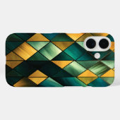 Coques Case-Mate iPhone Vert Abstrait doré géométrique (Verso (horizontal))