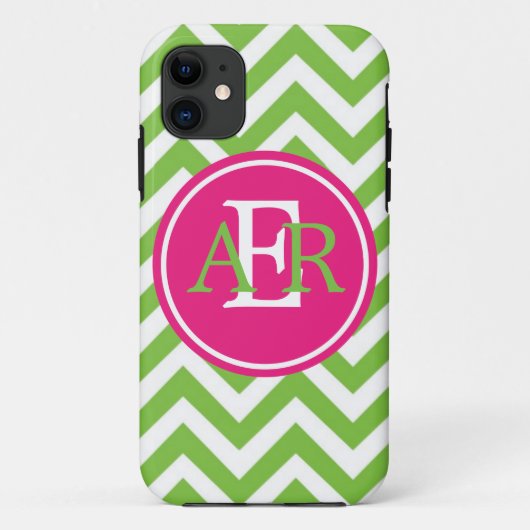 Coques Case-Mate iPhone Vert avec le monogramme d'envie (Dos)