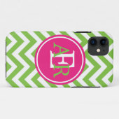 Coques Case-Mate iPhone Vert avec le monogramme d'envie (Dos (Horizontal))