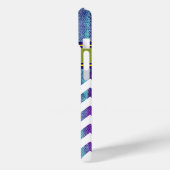 Coques Case-Mate iPhone vert bleu Monogramme Chevron Stripes (Verso / Gauche)