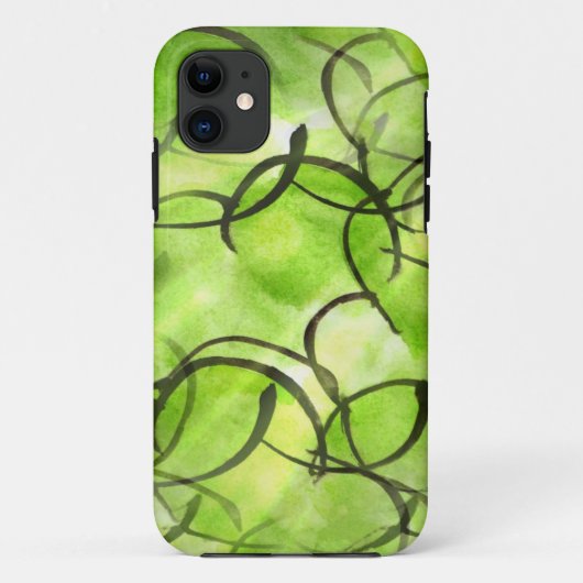Coques Case-Mate iPhone vert d'arrière - plan de peinture de main (Dos)