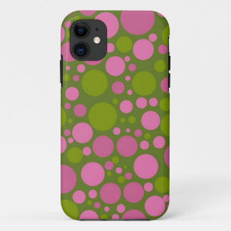 Etui iPhone Case-Mate Vert de mousse foncé et pois rose foncé