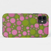 Coques Case-Mate iPhone Vert de mousse foncé et pois rose foncé (Dos (Horizontal))