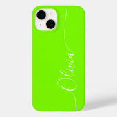 Coques Case-Mate iPhone Vert Élégant Nom de Script Calligraphié Blanc (Verso)