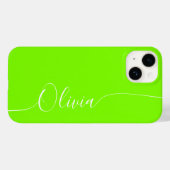Coques Case-Mate iPhone Vert Élégant Nom de Script Calligraphié Blanc (Verso (horizontal))