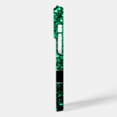 Coques Case-Mate iPhone Vert émeraude faux paillettes scintillent Monogram (Verso / Gauche)