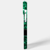 Coques Case-Mate iPhone Vert émeraude faux paillettes scintillent Monogram (Verso / Gauche)