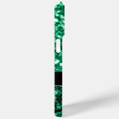 Coques Case-Mate iPhone Vert émeraude faux paillettes scintillent Monogram (Verso / Droite)