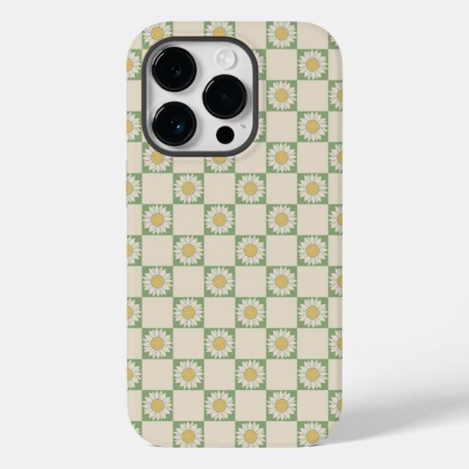Coques Case-Mate iPhone Vert esthétique À damiers tournesol Motif Y2K (Verso)