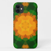 Coques Case-Mate iPhone Vert fleur Mandala rétro et orange (Dos)