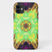 Coques Case-Mate iPhone Vert fleur Mandala rétro Jaune et violet (Dos)