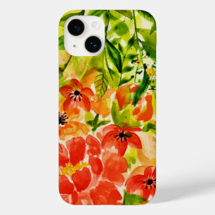 Coque Pour iPhone 14 Vert Fleurs de corail en fleurs sauvages Aquarelle