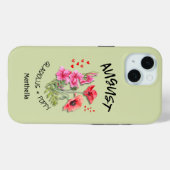 Coques Case-Mate iPhone Vert Floral AOÛT Mois de naissance Fleur Nom perso (Verso (horizontal))