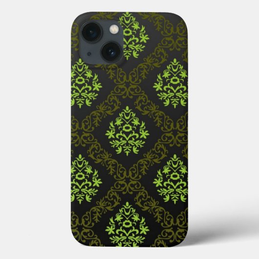 Coques Case-Mate iPhone Vert floral de papier peint (Verso)