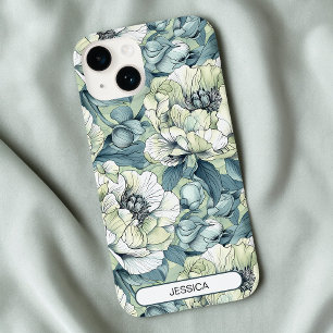 Coque Pour iPhone 14 Vert Floral Fleurs mignonnes Motif Custom Modern