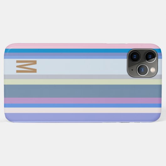 Coques Case-Mate iPhone Vert/Gris/Beige/Rose/Violet/Bleu monogramme (Dos (Horizontal))