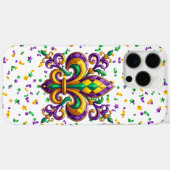 Coques Case-Mate iPhone Vert jaune pourpre Mardi Gras fleur de lis (Verso (horizontal))