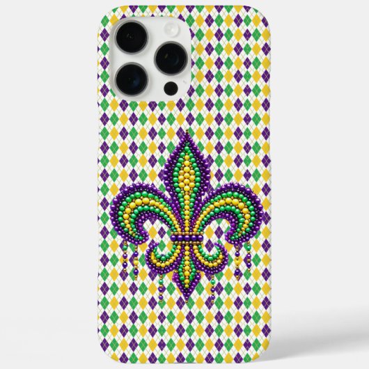 Coques Case-Mate iPhone Vert jaune pourpre Mardi Gras fleur de lis (Verso)