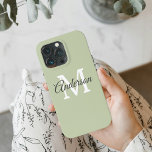 Case-Mate iPhone Case Vert moderne | Initiale personnelle<br><div class="desc">Vert moderne | Initiale personnelle</div>