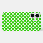 Coques Case-Mate iPhone Vert néon avec Pois blancs (Verso (horizontal))