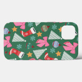 Coques Case-Mate iPhone Vert Noël mignon (Verso (horizontal))