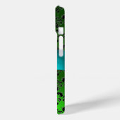 Coques Case-Mate iPhone VERT NOIR DAMASK GEM MONOGRAM Aqua Blue Ribbon (Verso / Gauche)