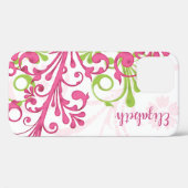 Coques Case-Mate iPhone Vert rose Blanc Abstrait Floral (Verso (horizontal))