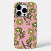 Coques Case-Mate iPhone Vert rose rétro Y2K Funky Hippie Flower Motif (Verso)