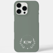 Coques Case-Mate iPhone Vert sauge et blanc | Monogramme initiales moderne (Verso)