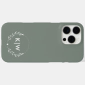 Coques Case-Mate iPhone Vert sauge et blanc | Monogramme initiales moderne (Verso (horizontal))