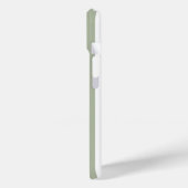 Coques Case-Mate iPhone Vert sauge et rayures monogrammées blanches (Verso / Gauche)