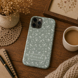 Case-Mate iPhone Case Vert sauge floral, Maison de campagne, Cottage cor
