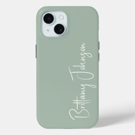 Coques Case-Mate iPhone Vert sauge monogrammé (Verso)