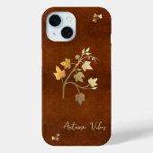 Coques Case-Mate iPhone Vibes d'automne branche de vigne dorée cuir marron (Verso)
