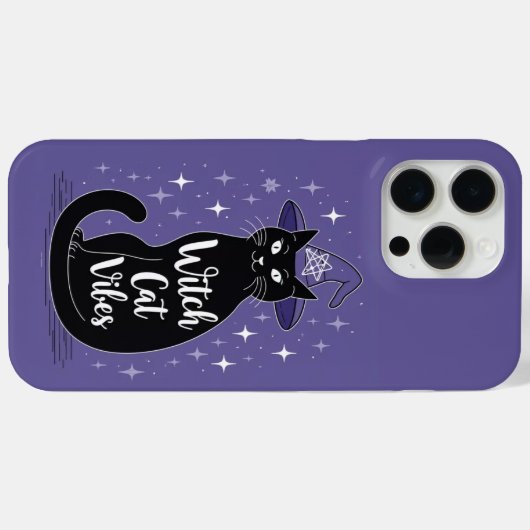 Coques Case-Mate iPhone Vibes de chat sorcier violet (Verso (horizontal))