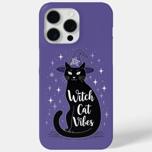 Coques Case-Mate iPhone Vibes de Chat Sorcière Violet Halloween iPhone 15 (Verso)