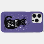 Coques Case-Mate iPhone Vibes de Chat Sorcière Violet Halloween iPhone 15 (Verso (horizontal))