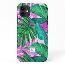 Vibes de l'île tropicale Monogramme Téléphone