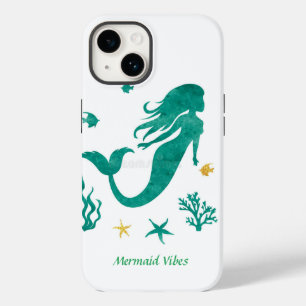 Coque Pour iPhone 14 Vibes de sirène blanc et Turquoise
