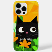 Coques Case-Mate iPhone Vibes d'été Personnalisé Cute Floral Chat noir (Verso)