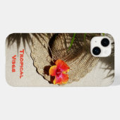 Coques Case-Mate iPhone Vibes tropicales Casquette de soleil sur la plage (Verso (horizontal))