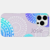 Coques Case-Mate iPhone Vibrant Aqua Blue Random Mandala on Pink Ajouter N (Verso (horizontal))