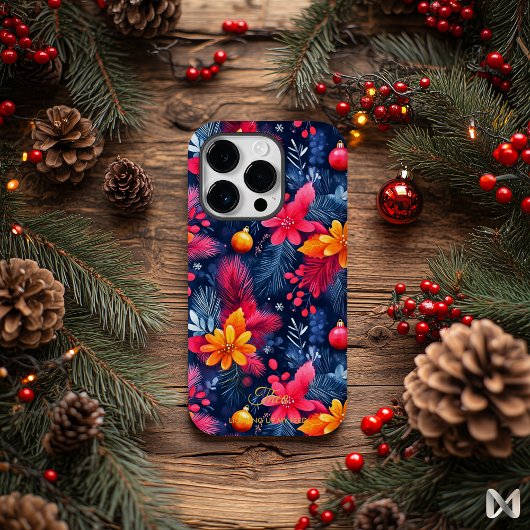 Coques Case-Mate iPhone Vibrant Holiday Cheer - Festive Florals Ornements