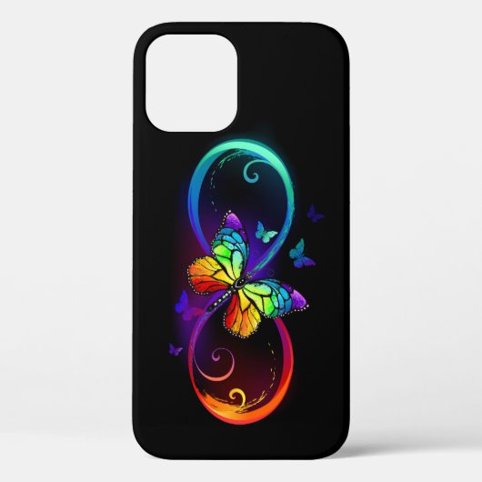 Coques Case-Mate iPhone Vibrant infinity with rainbow butterfly on black (Verso)