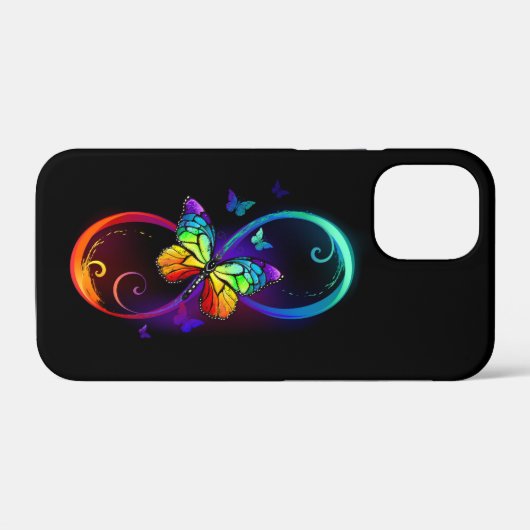 Coques Case-Mate iPhone Vibrant infinity with rainbow butterfly on black (Verso (horizontal))