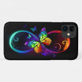 Coques Case-Mate iPhone Vibrant infinity with rainbow butterfly on black (Dos (Horizontal))
