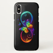 Coques Case-Mate iPhone Vibrant infinity with rainbow butterfly on black (Dos)