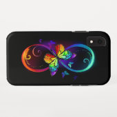 Coques Case-Mate iPhone Vibrant infinity with rainbow butterfly on black (Dos (Horizontal))